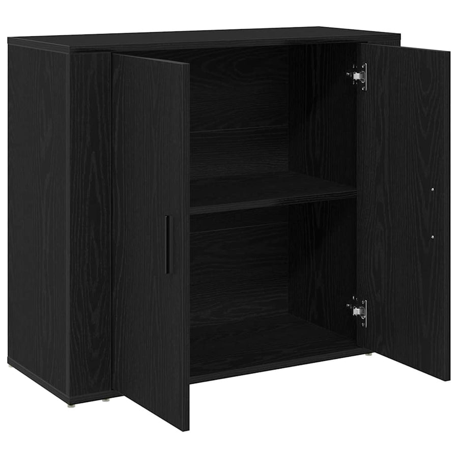 Dressoir Zwart Eiken 80 X 33 X 70 Cm Bewerkt Hout