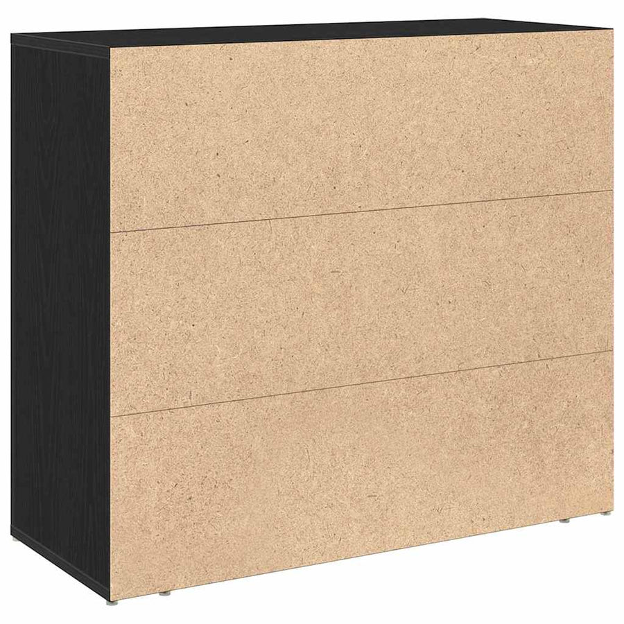 Dressoir Zwart Eiken 80 X 33 X 70 Cm Bewerkt Hout