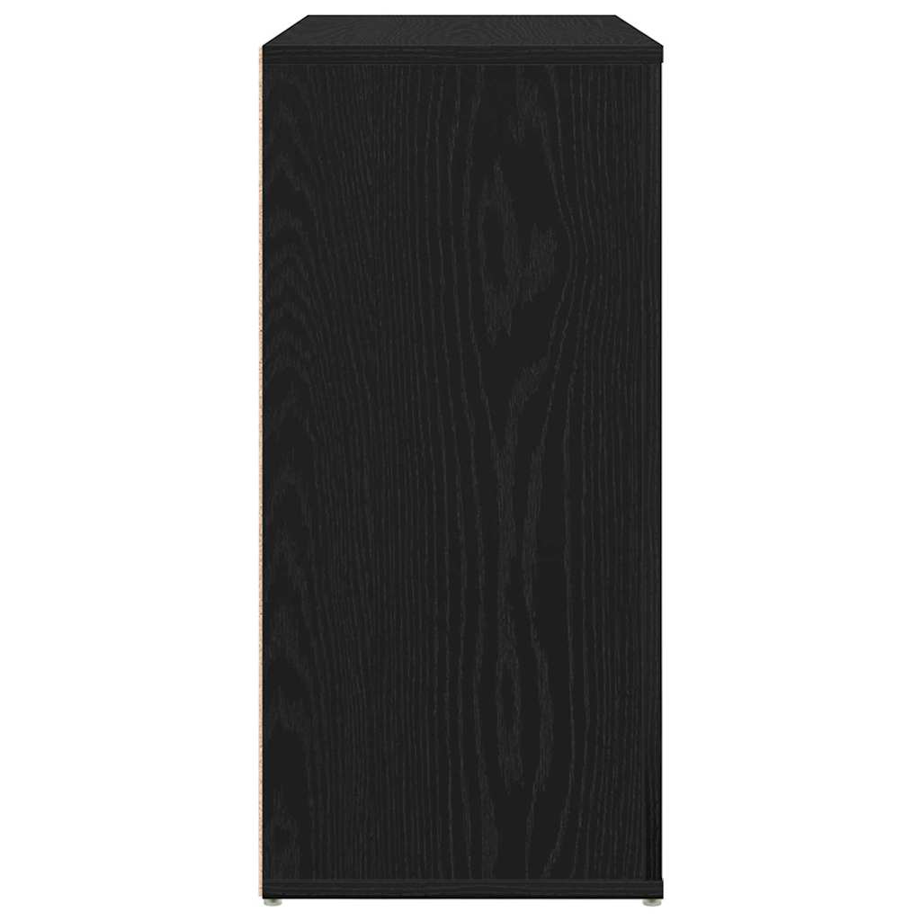 Dressoir Zwart Eiken 80 X 33 X 70 Cm Bewerkt Hout
