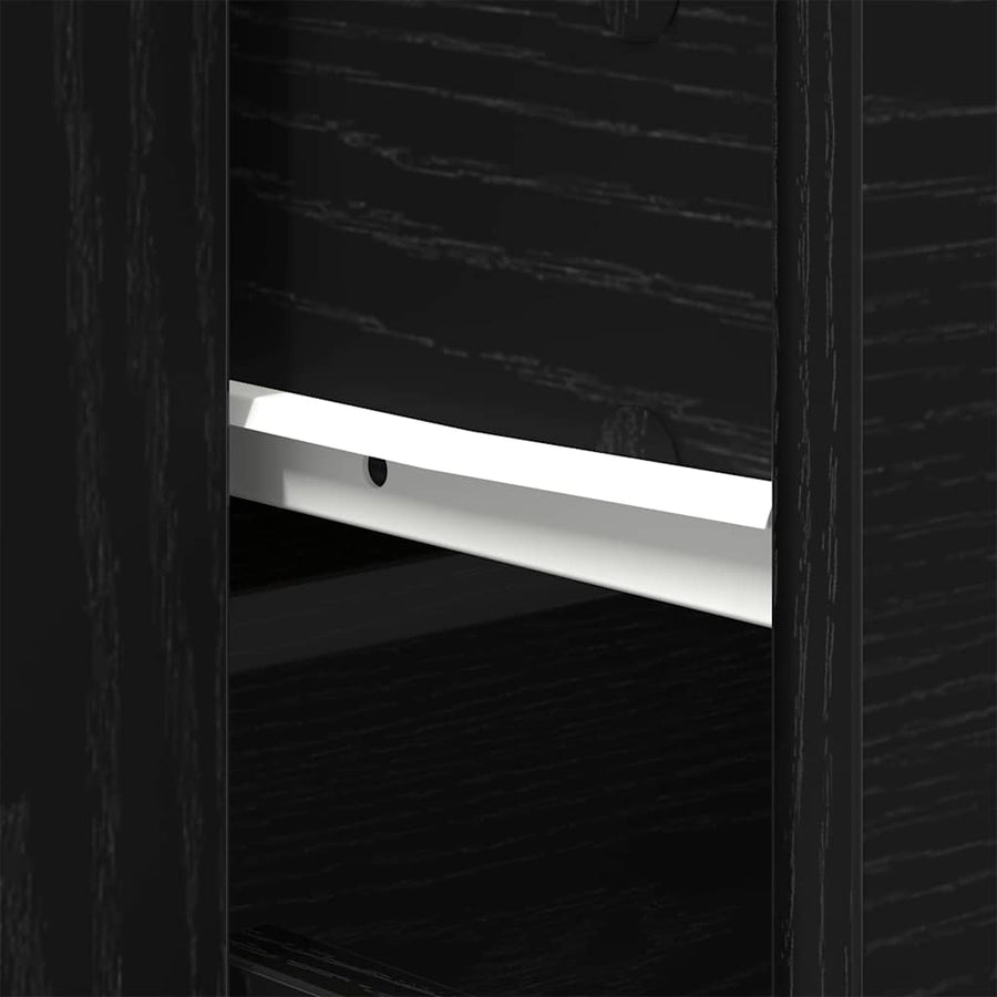 Dressoir met lade Zwart Eiken 80 x 33 x 70 cm Bewerkt hout