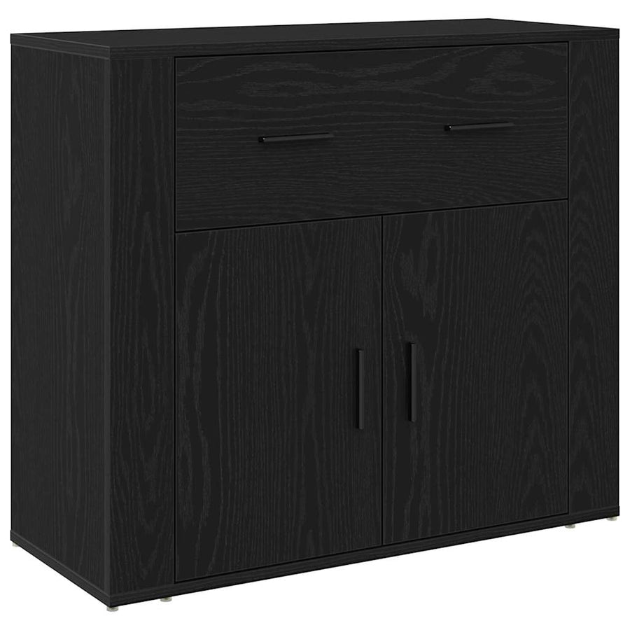 Dressoir met lade Zwart Eiken 80 x 33 x 70 cm Bewerkt hout