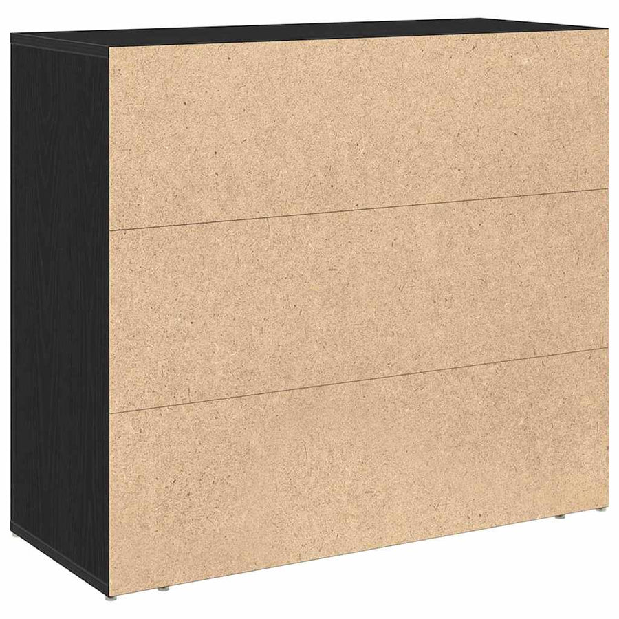 Dressoir met lade Zwart Eiken 80 x 33 x 70 cm Bewerkt hout
