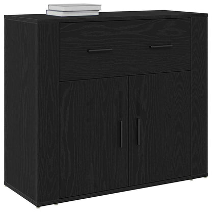 Dressoir met lade Zwart Eiken 80 x 33 x 70 cm Bewerkt hout