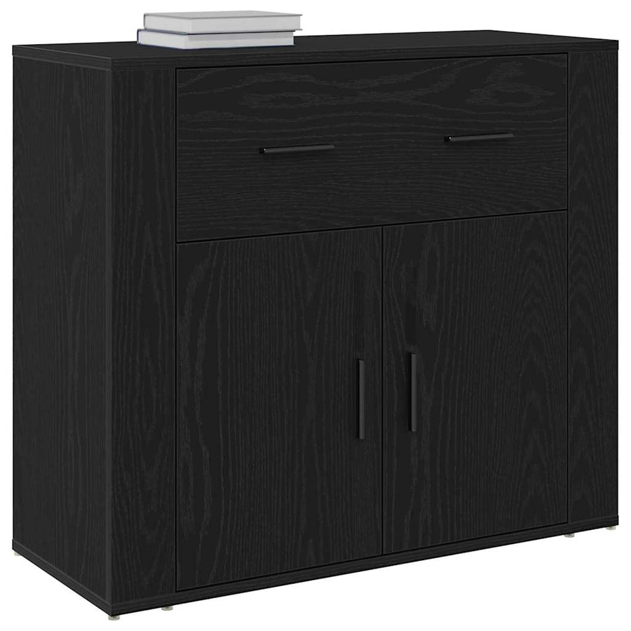 Dressoir met lade Zwart Eiken 80 x 33 x 70 cm Bewerkt hout