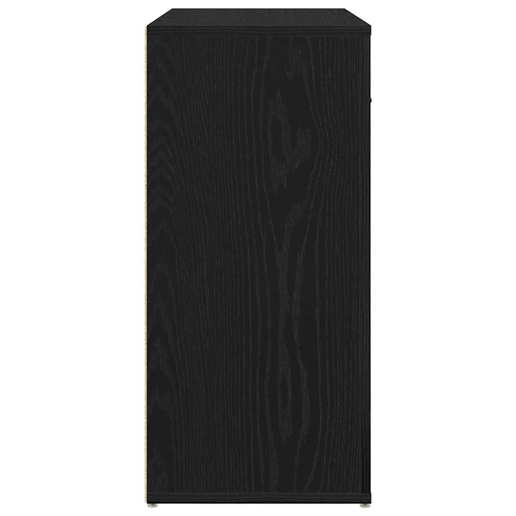 Dressoir met lade Zwart Eiken 80 x 33 x 70 cm Bewerkt hout