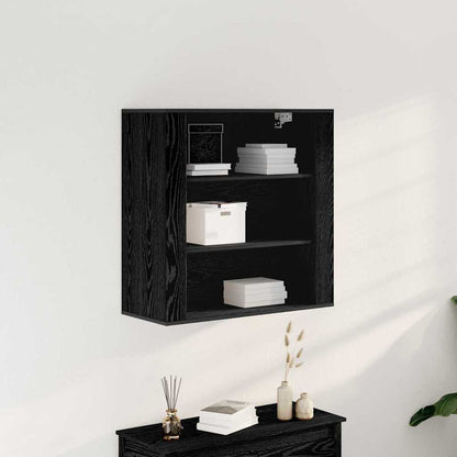 Wandkast met plank Zwart Eiken 80 x 33 x 80 cm Bewerkt hout
