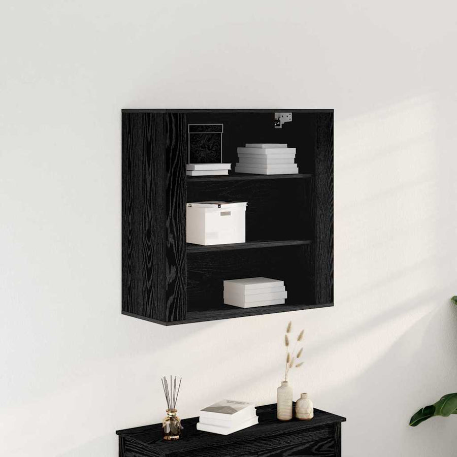 Wandkast met plank Zwart Eiken 80 x 33 x 80 cm Bewerkt hout