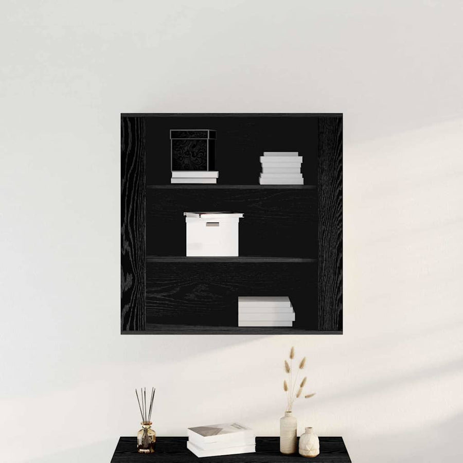 Wandkast met plank Zwart Eiken 80 x 33 x 80 cm Bewerkt hout