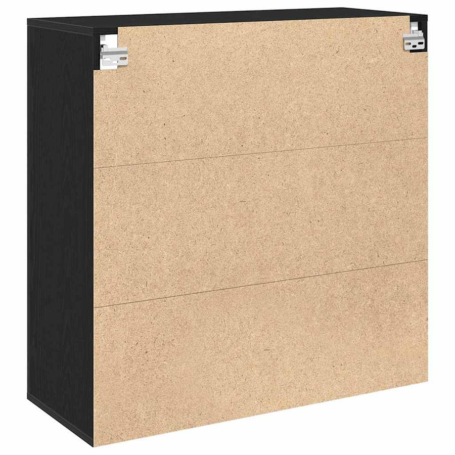Wandkast met plank Zwart Eiken 80 x 33 x 80 cm Bewerkt hout