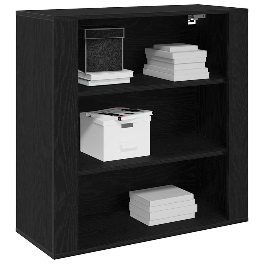 Wandkast met plank Zwart Eiken 80 x 33 x 80 cm Bewerkt hout