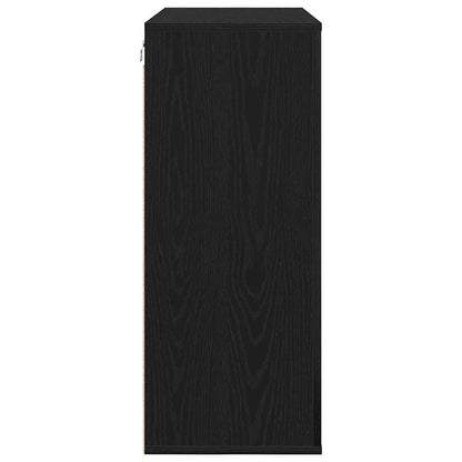 Wandkast met plank Zwart Eiken 80 x 33 x 80 cm Bewerkt hout