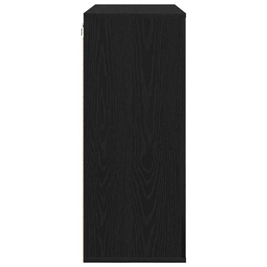 Wandkast met plank Zwart Eiken 80 x 33 x 80 cm Bewerkt hout