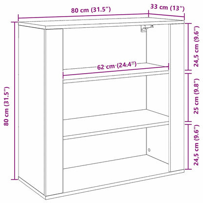 Wandkast met plank Zwart Eiken 80 x 33 x 80 cm Bewerkt hout