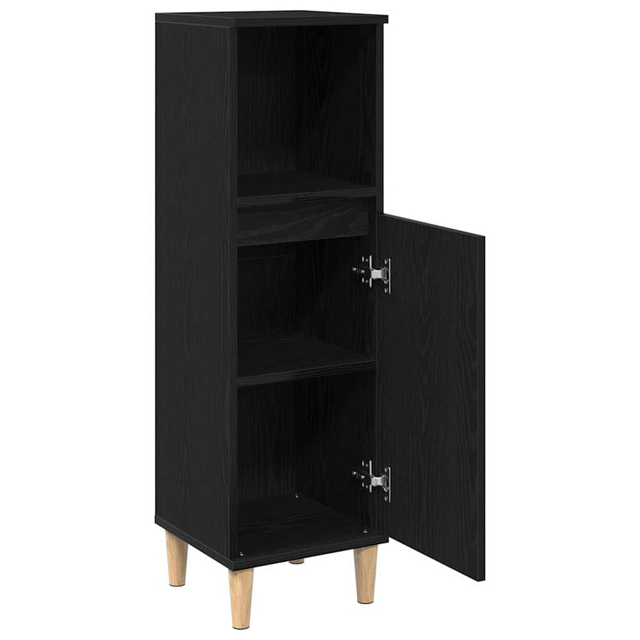 Badkamerkast Zwart Eiken 30 x 30 x 100 cm Bewerkt hout