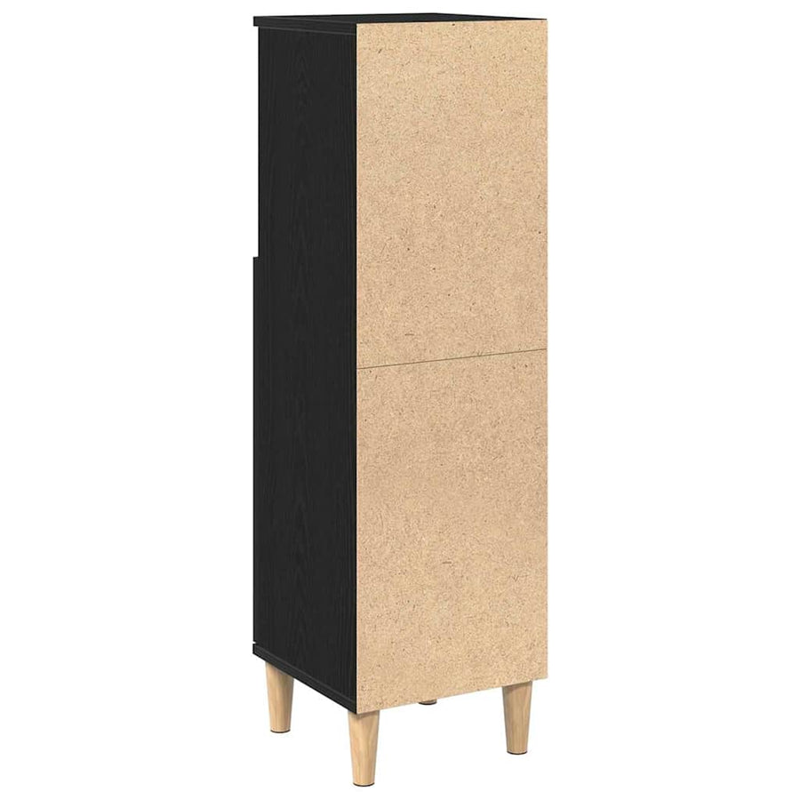 Badkamerkast Zwart Eiken 30 x 30 x 100 cm Bewerkt hout