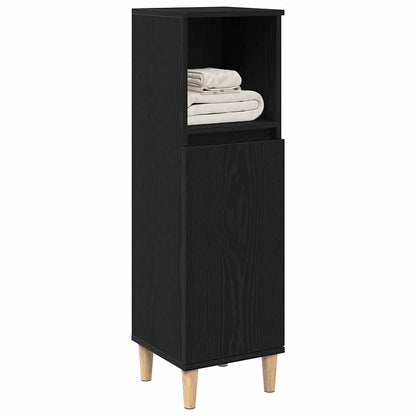 Badkamerkast Zwart Eiken 30 x 30 x 100 cm Bewerkt hout