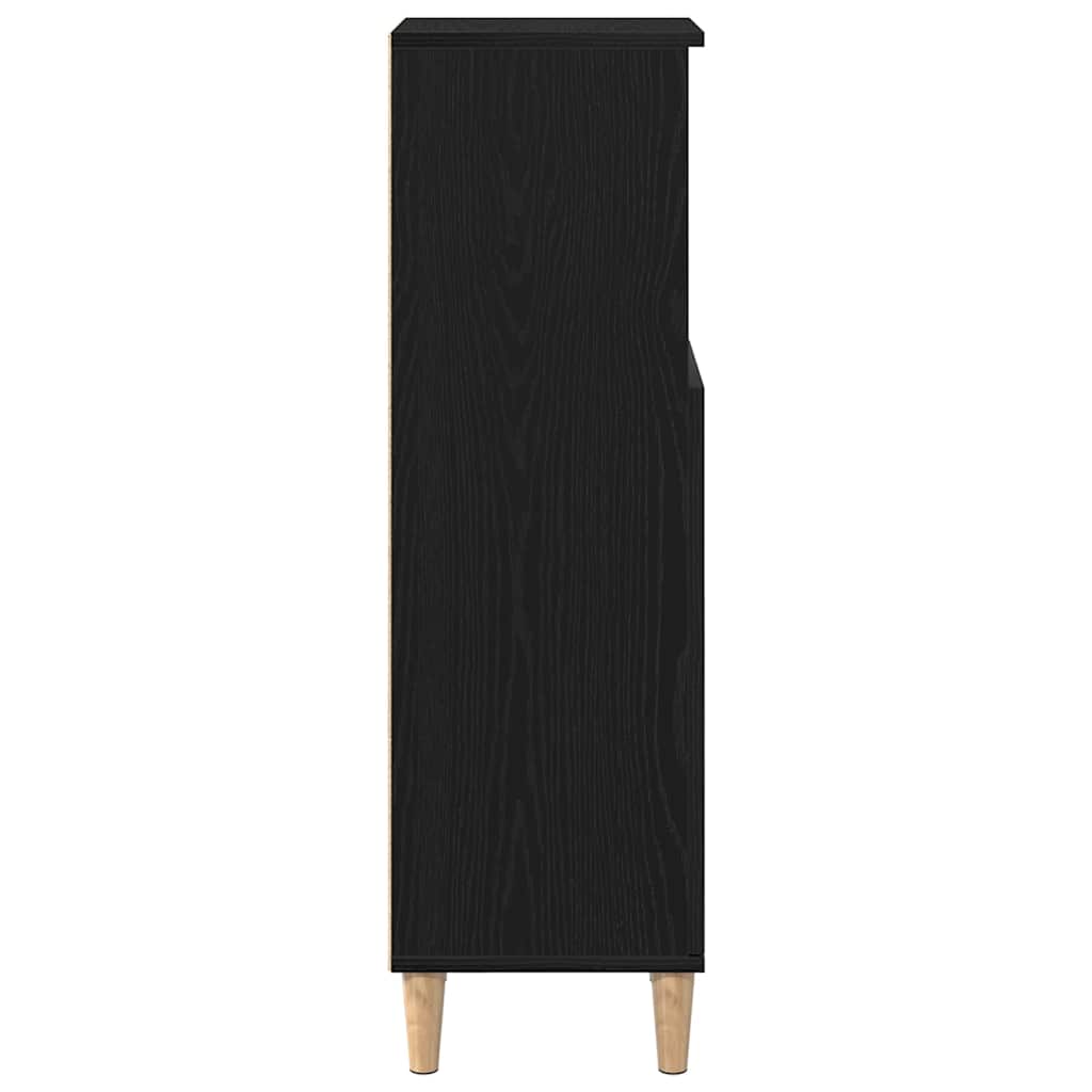 Badkamerkast Zwart Eiken 30 x 30 x 100 cm Bewerkt hout