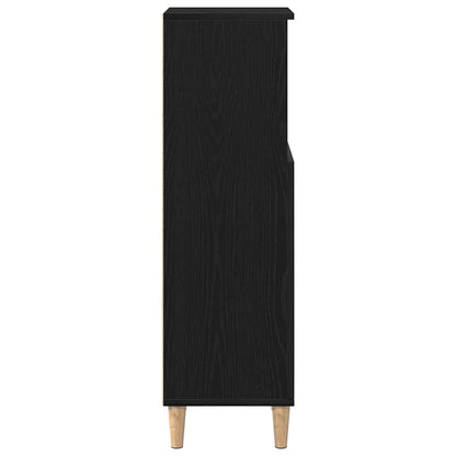 Badkamerkast Zwart Eiken 30 x 30 x 100 cm Bewerkt hout