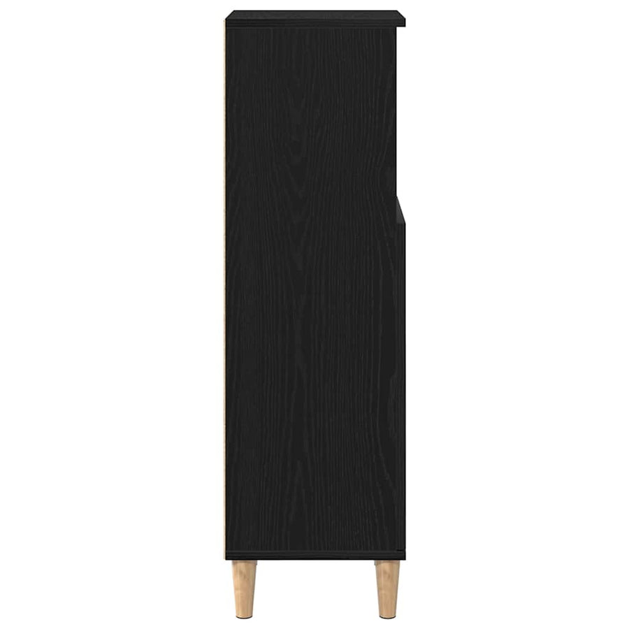 Badkamerkast Zwart Eiken 30 x 30 x 100 cm Bewerkt hout