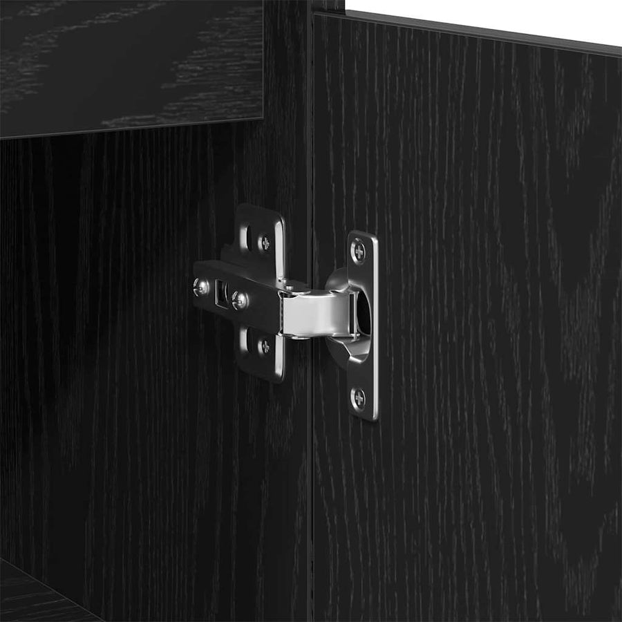 Badkamer Kast Zwart Eiken 30 x 30 x 100 cm Bewerkt hout