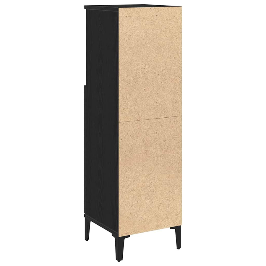Badkamer Kast Zwart Eiken 30 x 30 x 100 cm Bewerkt hout