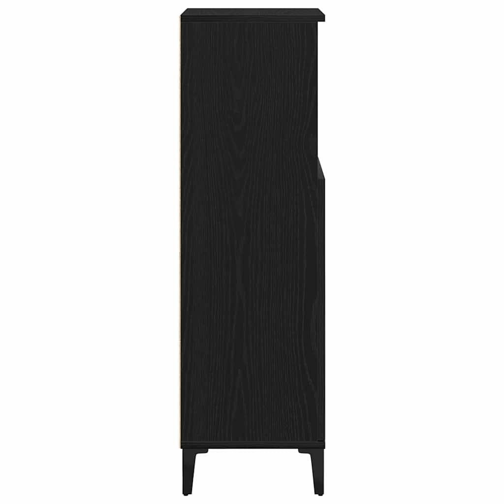 Badkamer Kast Zwart Eiken 30 x 30 x 100 cm Bewerkt hout