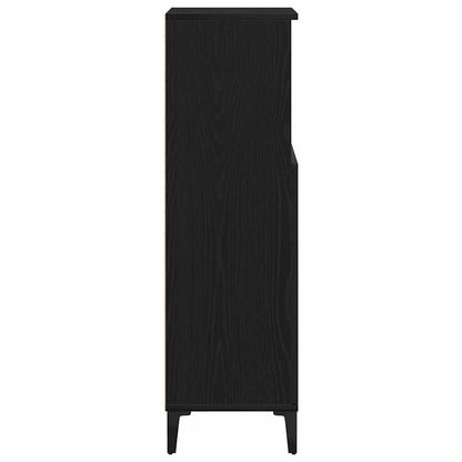 Badkamer Kast Zwart Eiken 30 x 30 x 100 cm Bewerkt hout