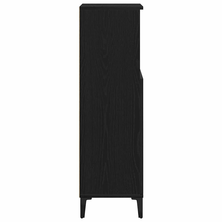 Badkamer Kast Zwart Eiken 30 x 30 x 100 cm Bewerkt hout