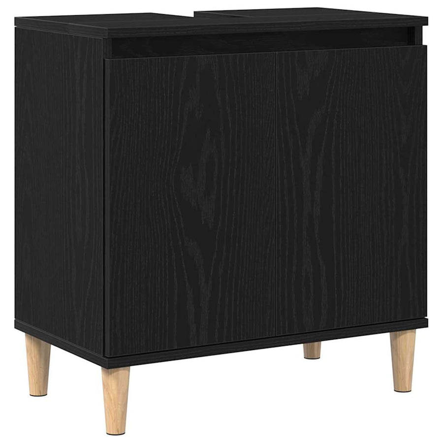 Badkamertenk te kast Zwart Eiken 58 x 33 x 60 cm Bewerkt hout