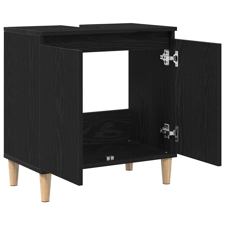 Badkamertenk te kast Zwart Eiken 58 x 33 x 60 cm Bewerkt hout