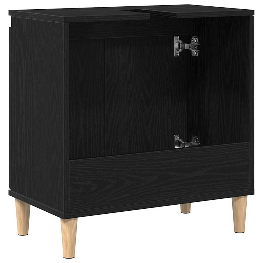 Badkamertenk te kast Zwart Eiken 58 x 33 x 60 cm Bewerkt hout