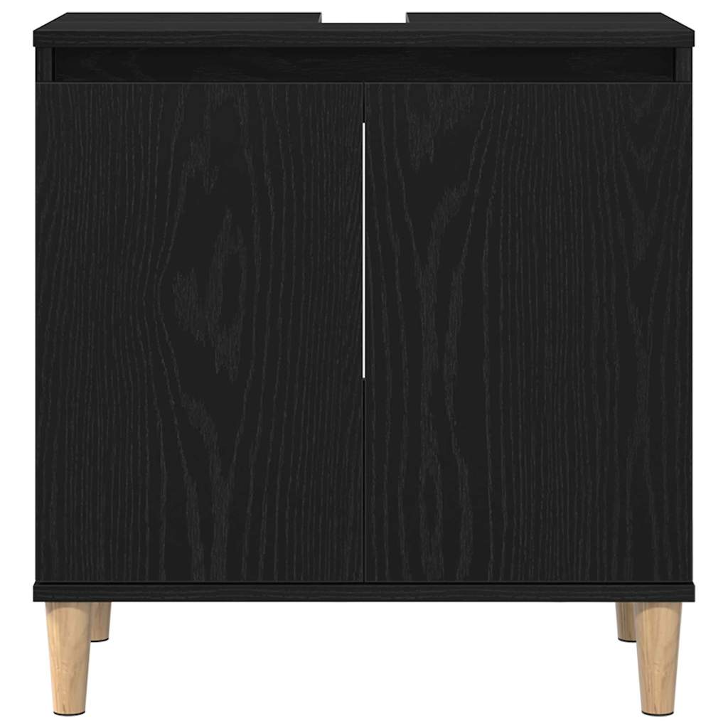 Badkamertenk te kast Zwart Eiken 58 x 33 x 60 cm Bewerkt hout