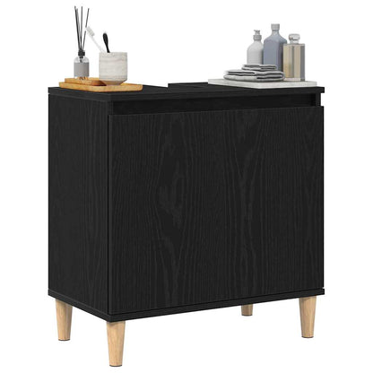 Badkamertenk te kast Zwart Eiken 58 x 33 x 60 cm Bewerkt hout