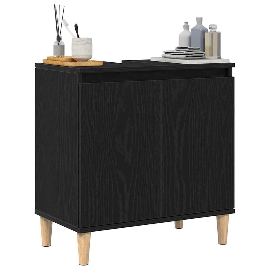 Badkamertenk te kast Zwart Eiken 58 x 33 x 60 cm Bewerkt hout