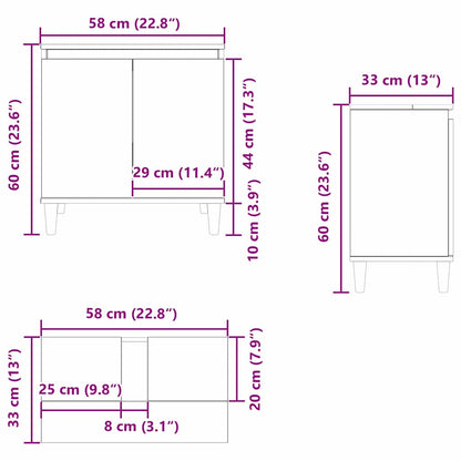 Badkamertenk te kast Zwart Eiken 58 x 33 x 60 cm Bewerkt hout