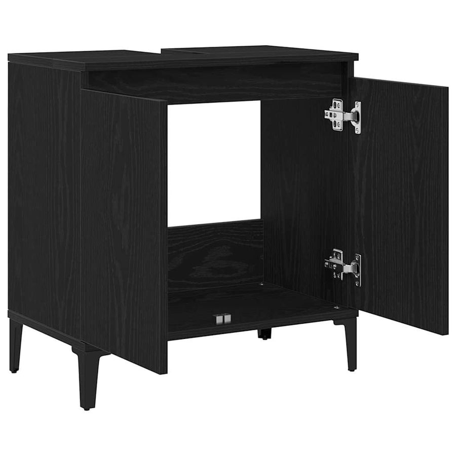 Badkamertenk te kast Zwart Eiken 58 x 33 x 60 cm Bewerkt hout