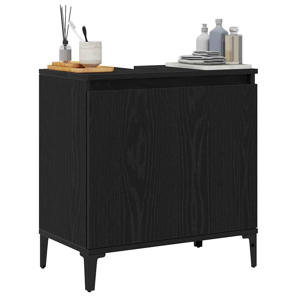 Badkamertenk te kast Zwart Eiken 58 x 33 x 60 cm Bewerkt hout
