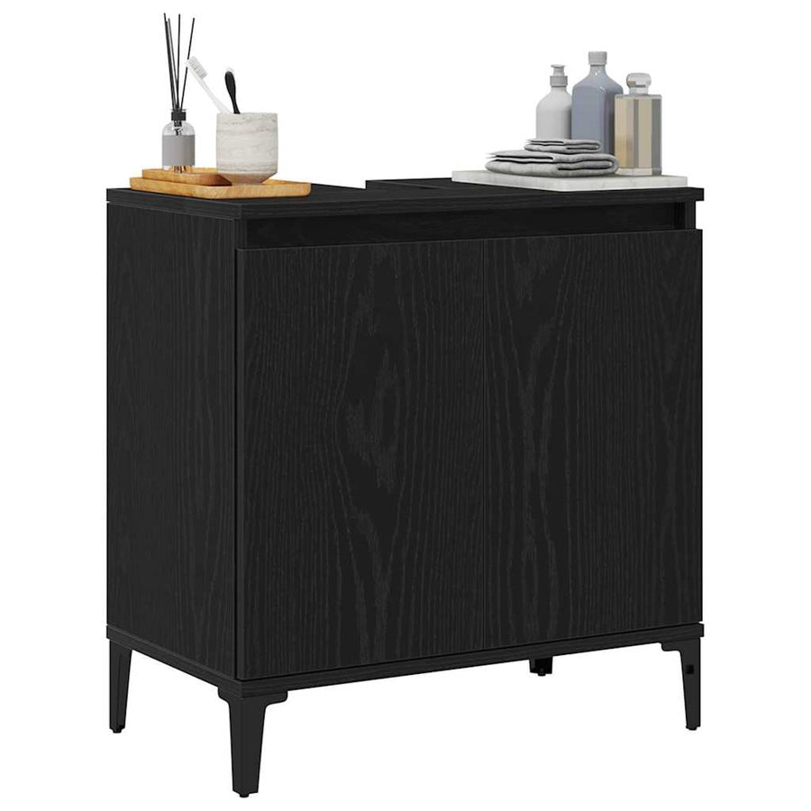 Badkamertenk te kast Zwart Eiken 58 x 33 x 60 cm Bewerkt hout