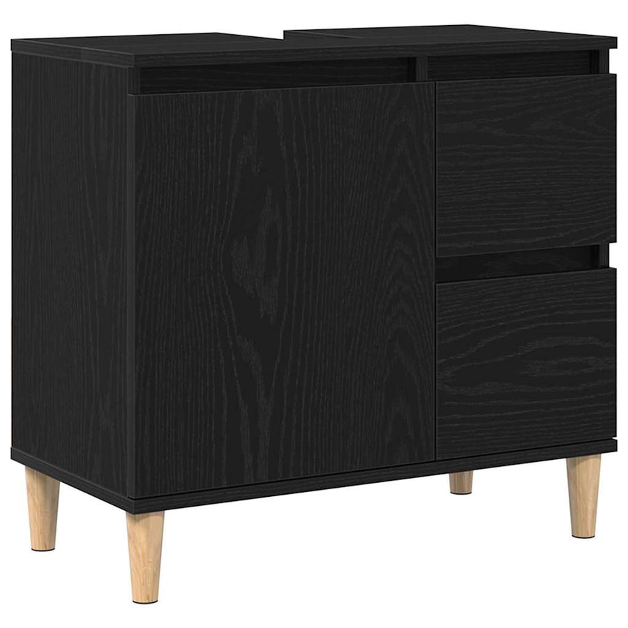 Wastafelkast 65X33X60 Cm Bewerkt Hout Kleurig Zwart eiken