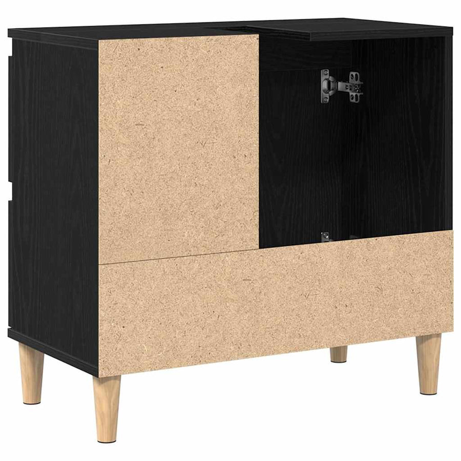 Wastafelkast 65X33X60 Cm Bewerkt Hout Kleurig Zwart eiken