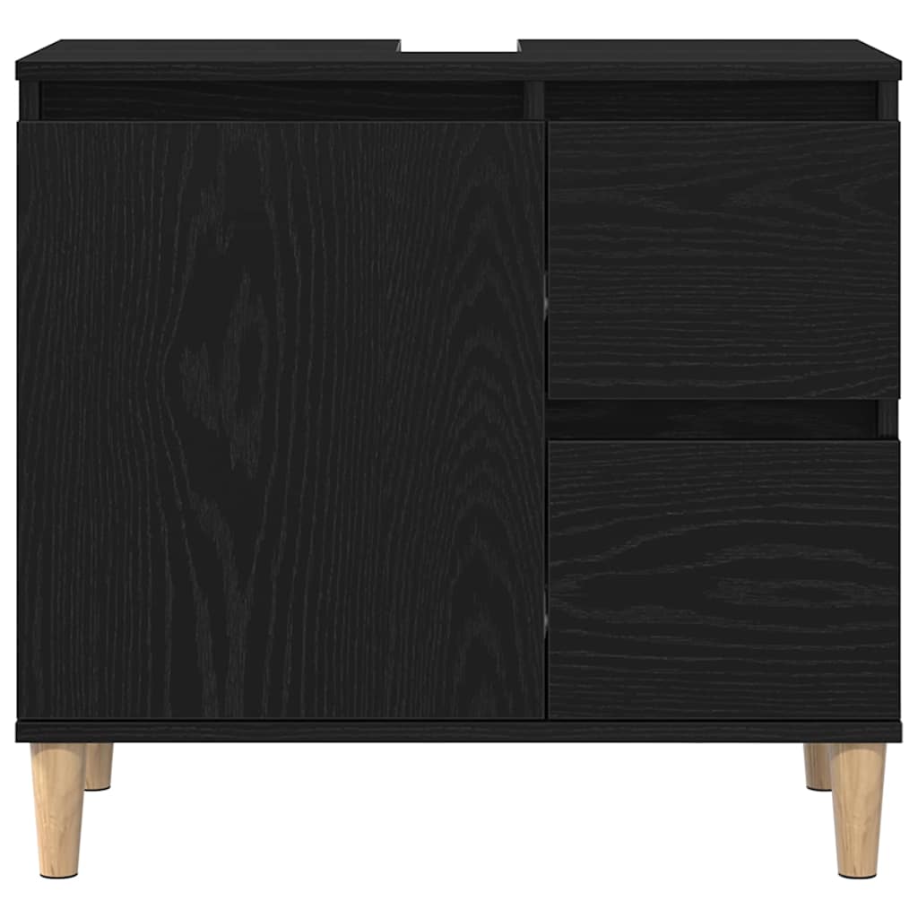 Wastafelkast 65X33X60 Cm Bewerkt Hout Kleurig Zwart eiken