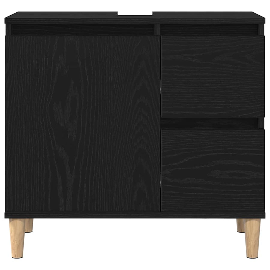 Wastafelkast 65X33X60 Cm Bewerkt Hout Kleurig Zwart eiken