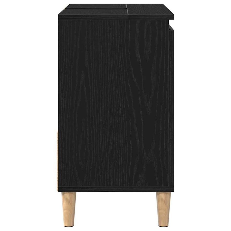 Wastafelkast 65X33X60 Cm Bewerkt Hout Kleurig Zwart eiken
