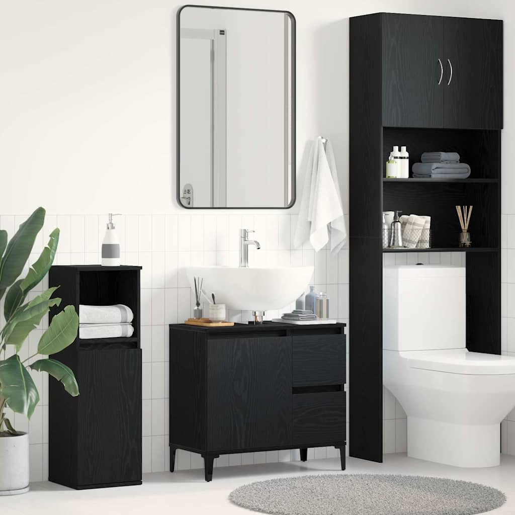 Badkamer Kast met lade Zwart Eiken 65 x 33 x 60 cm Bewerkt hout