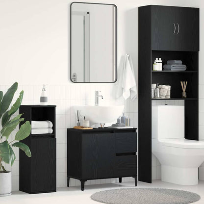 Badkamer Kast met lade Zwart Eiken 65 x 33 x 60 cm Bewerkt hout