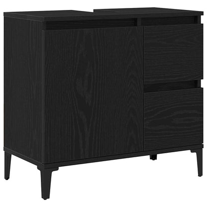 Badkamer Kast met lade Zwart Eiken 65 x 33 x 60 cm Bewerkt hout