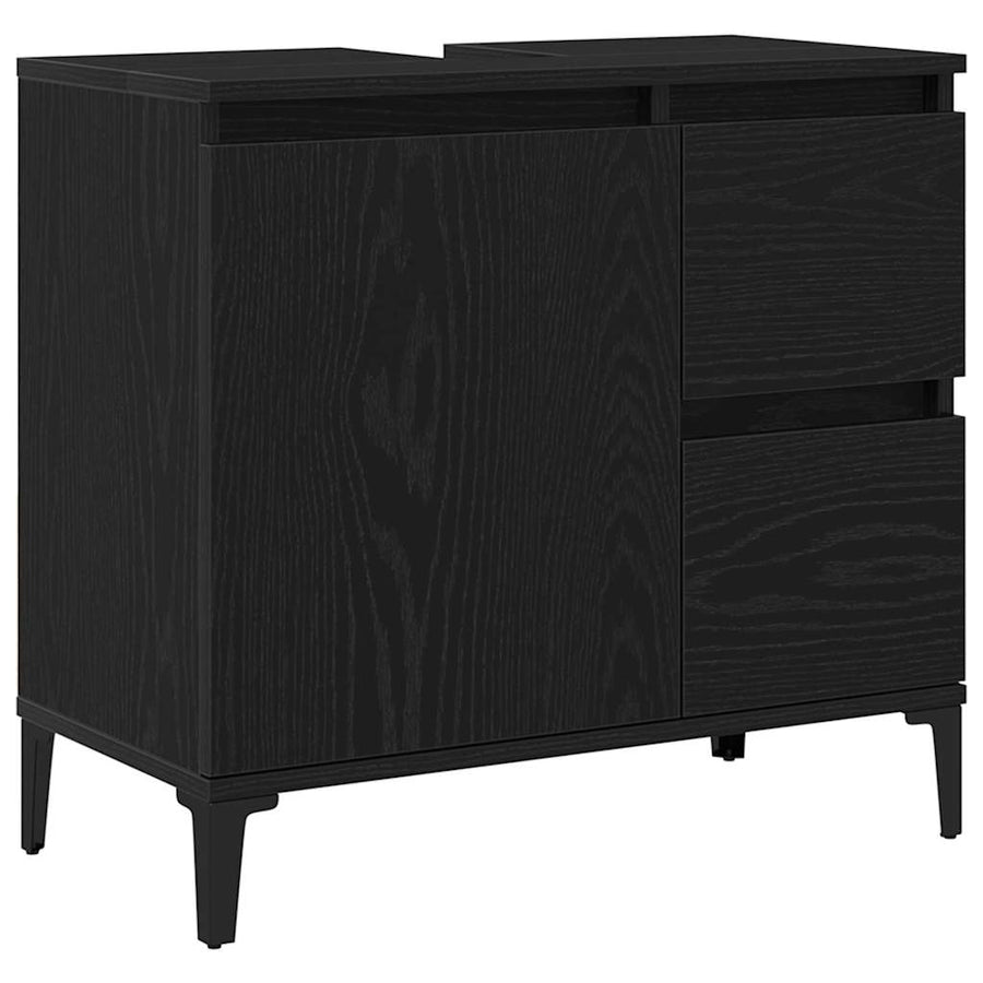 Badkamer Kast met lade Zwart Eiken 65 x 33 x 60 cm Bewerkt hout