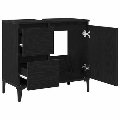 Badkamer Kast met lade Zwart Eiken 65 x 33 x 60 cm Bewerkt hout