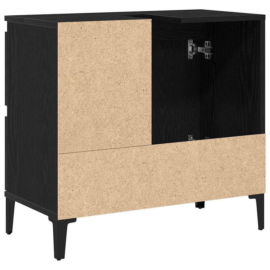 Badkamer Kast met lade Zwart Eiken 65 x 33 x 60 cm Bewerkt hout
