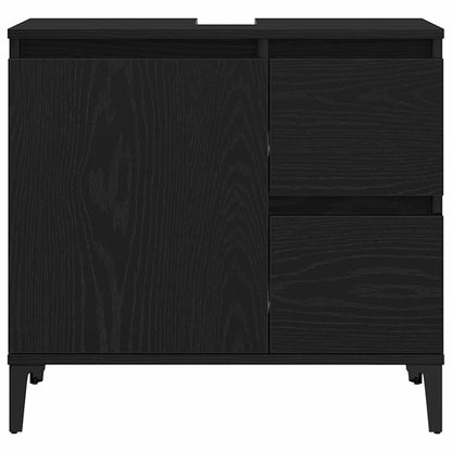 Badkamer Kast met lade Zwart Eiken 65 x 33 x 60 cm Bewerkt hout